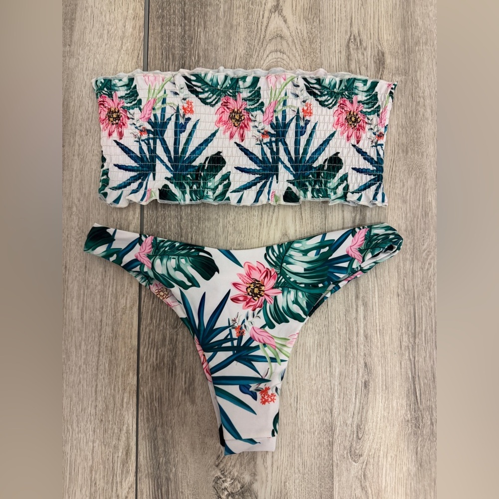 Floral Leaf Print Bikini Set